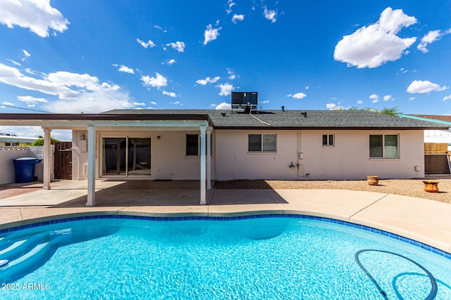 1203 E Bishop Dr, Tempe, AZ 85282 - view of pool featuring central air condition unit, fence, a fenced in pool, and a patio area