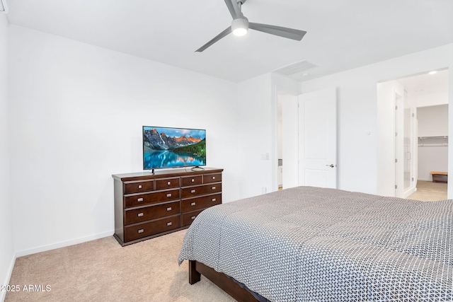 22560 E Rosa Rd, Queen Creek, AZ 85142 - bedroom with light carpet, baseboards, and ceiling fan
