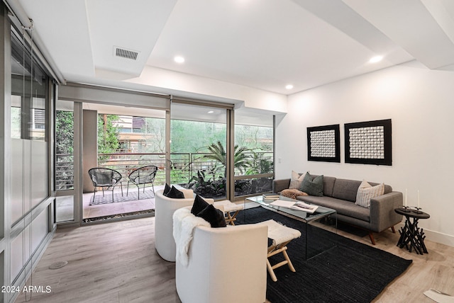 living room featuring light hardwood / wood-style flooring