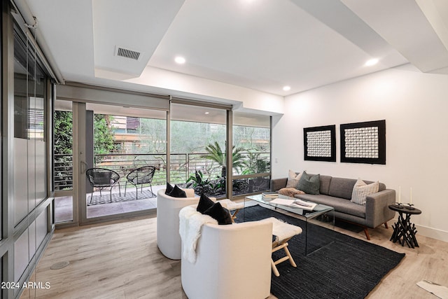 living room with light wood-type flooring