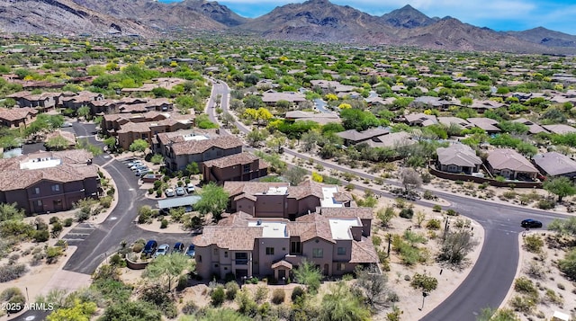 aerial perspective of suburban area with a mountain backdrop