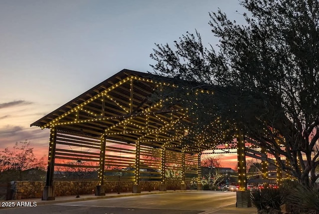 view of property at dusk