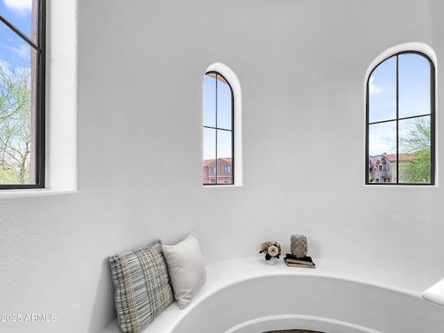 bathroom with plenty of natural light and a bath