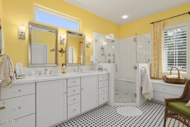 19714 N Concord Dr, Surprise, AZ 85374 - bathroom featuring a shower stall and double vanity