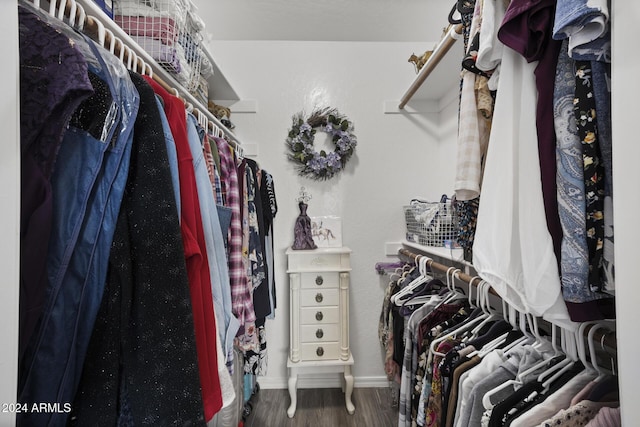 spacious closet featuring hardwood / wood-style flooring