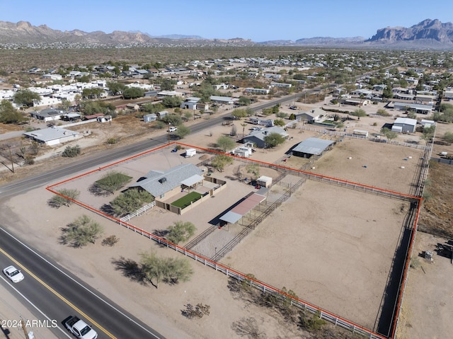 drone / aerial view featuring a mountain view