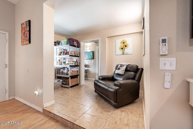 sitting room featuring light wood-type flooring