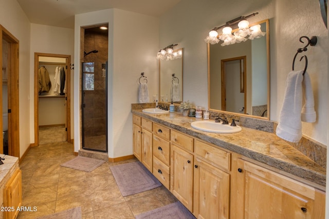 702 Flag Hollow Rd, Pinetop-Lakeside, AZ 85929 - full bathroom with a stall shower and double vanity