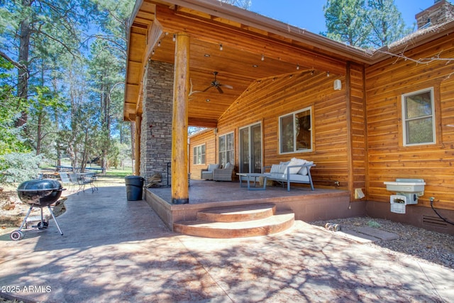 702 Flag Hollow Rd, Pinetop-Lakeside, AZ 85929 - view of patio featuring ceiling fan and a grill