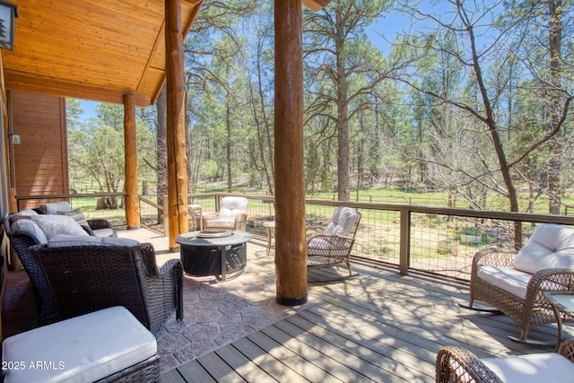 702 Flag Hollow Rd, Pinetop-Lakeside, AZ 85929 - deck with an outdoor fire pit