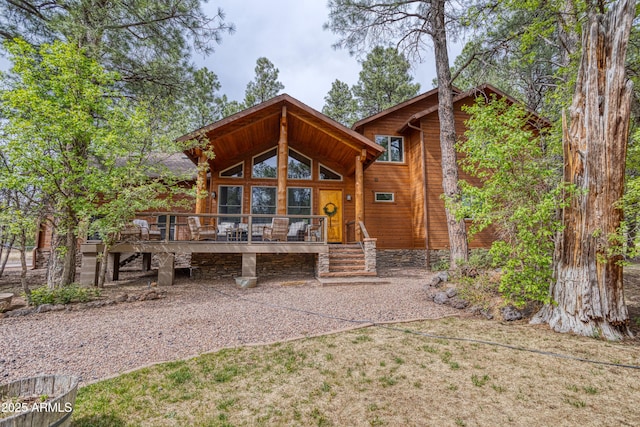 702 Flag Hollow Rd, Pinetop-Lakeside, AZ 85929 - back of house with a wooden deck and stairway