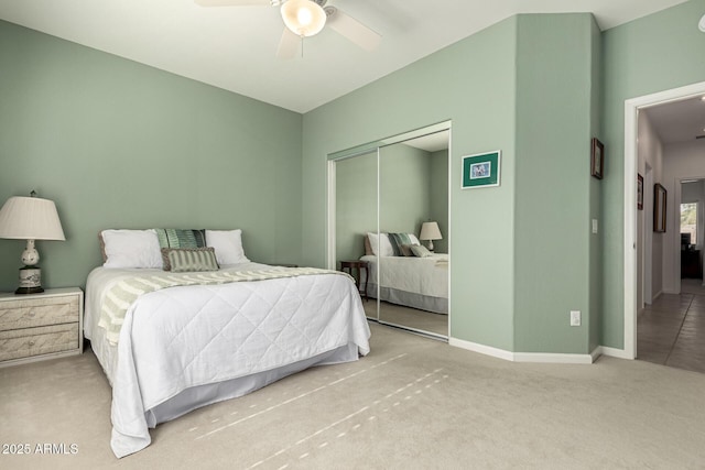 18021 N 53rd St, Scottsdale, AZ 85254 - bedroom with carpet, a closet, baseboards, and ceiling fan
