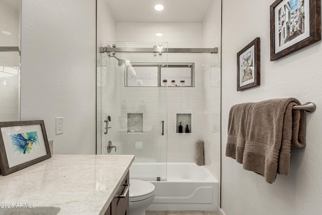 18021 N 53rd St, Scottsdale, AZ 85254 - full bath featuring toilet, vanity, combined bath / shower with glass door, and recessed lighting