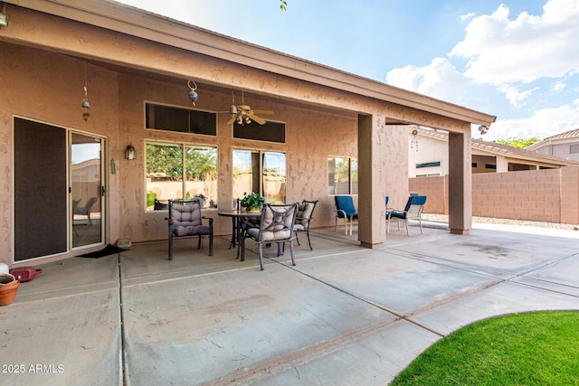 18021 N 53rd St, Scottsdale, AZ 85254 - view of patio / terrace featuring ceiling fan and fence