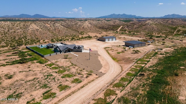 aerial view with a mountain view