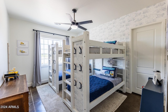 bedroom featuring ceiling fan