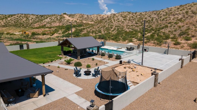 bird's eye view with a mountain view