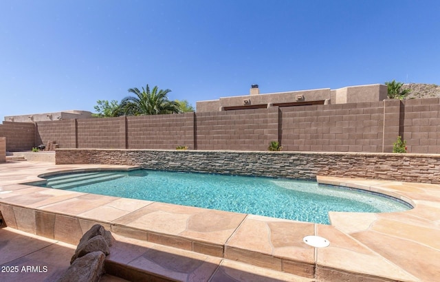view of swimming pool featuring a fenced backyard