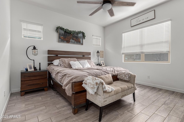 bedroom featuring ceiling fan