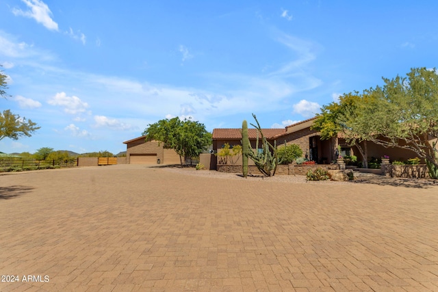 view of yard featuring a garage