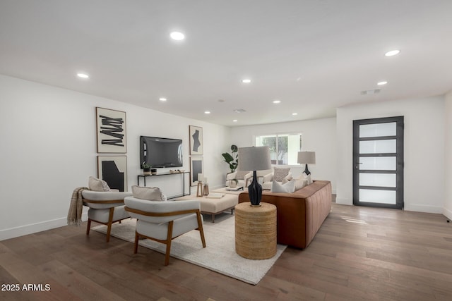 living room with hardwood / wood-style floors