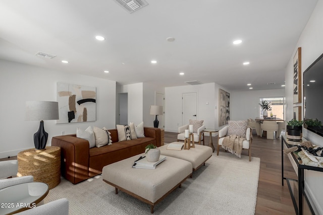 living room featuring light hardwood / wood-style floors