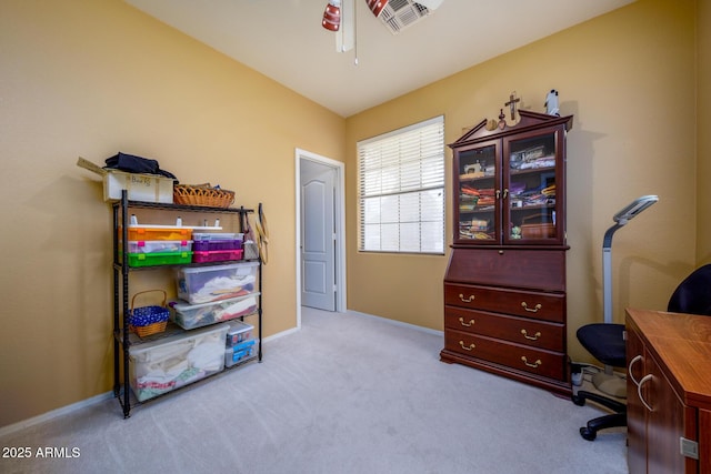 10242 E Pantera Ave, Mesa, AZ 85212 - home office featuring ceiling fan, carpet, and baseboards