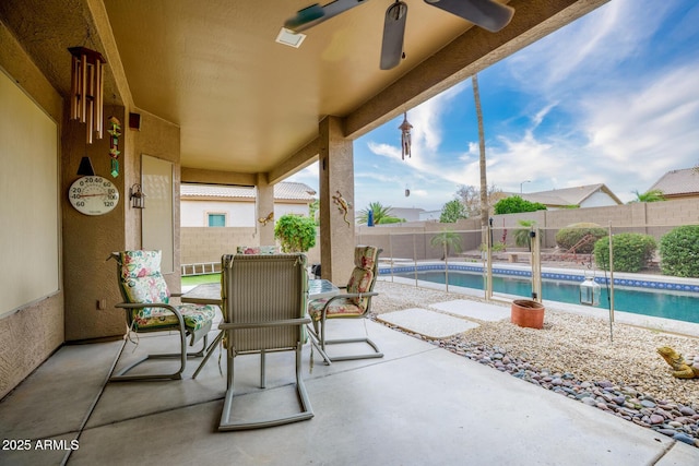 10242 E Pantera Ave, Mesa, AZ 85212 - view of patio featuring a fenced backyard and a ceiling fan