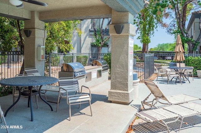 view of patio featuring a grill and exterior kitchen