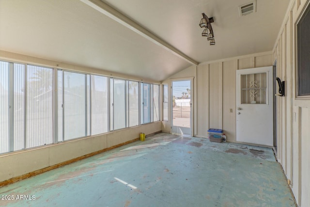 unfurnished sunroom with visible vents