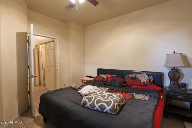 1831 E Pueblo Ave, Phoenix, AZ 85040 - bedroom with light tile patterned floors and ceiling fan
