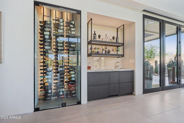 view of wine cellar