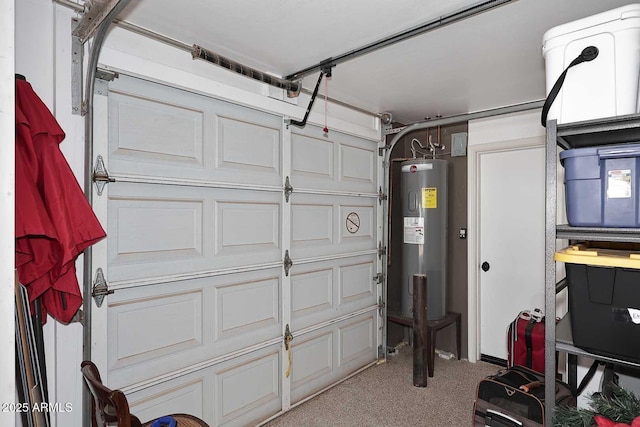 garage featuring electric water heater
