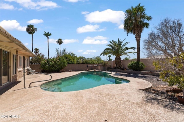 view of swimming pool featuring a patio