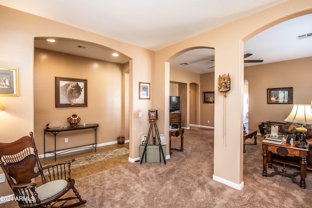 interior space featuring carpet floors