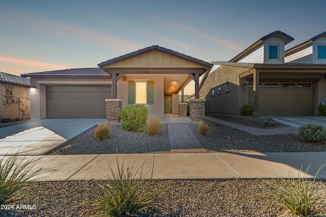 view of front of house with a garage