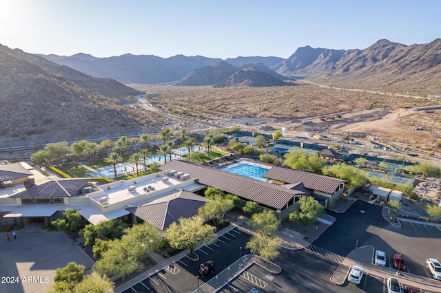 drone / aerial view with a mountain view