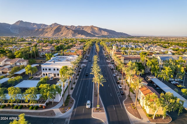 bird's eye view with a mountain view