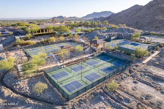 birds eye view of property featuring a mountain view