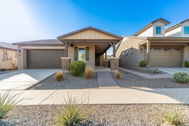 view of front of property with a garage