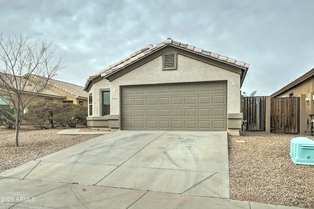 single story home with a garage