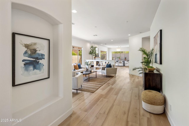 8227 E Beardsley Rd, Scottsdale, AZ 85255 - hallway with recessed lighting, light wood-style floors, and baseboards
