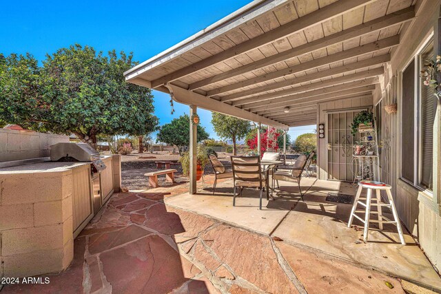 view of patio with area for grilling