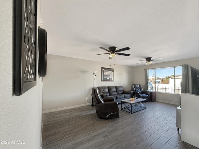 living room featuring a textured ceiling