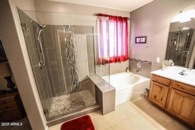 6731 S 37th Dr, Phoenix, AZ 85041 - full bathroom with a stall shower, a bath, vanity, and tile patterned floors