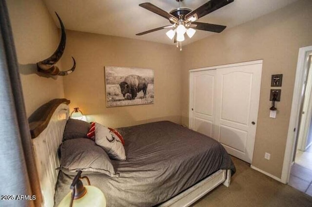 6731 S 37th Dr, Phoenix, AZ 85041 - carpeted bedroom featuring a closet and ceiling fan