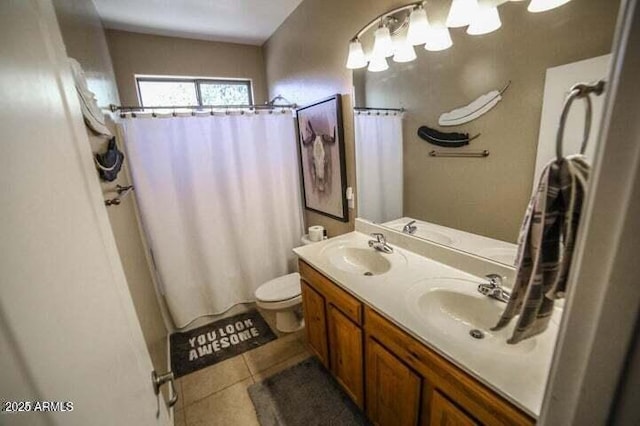 6731 S 37th Dr, Phoenix, AZ 85041 - full bathroom with tile patterned floors, double vanity, and shower / tub combo with curtain