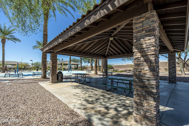 view of patio / terrace with a gazebo