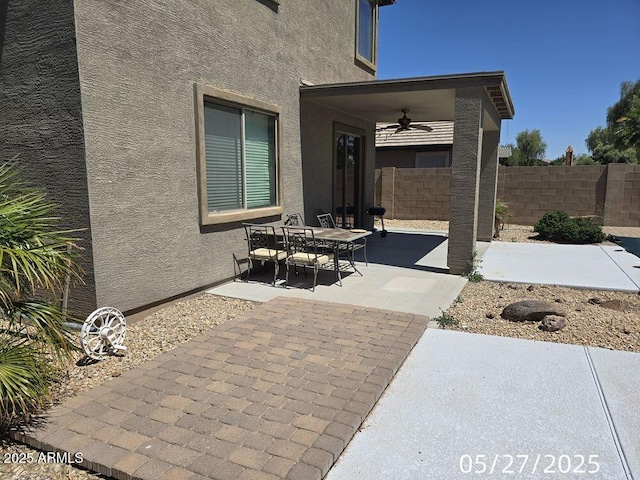 43455 W Chisholm Dr, Maricopa, AZ 85138 - view of patio / terrace with a ceiling fan and outdoor dining space