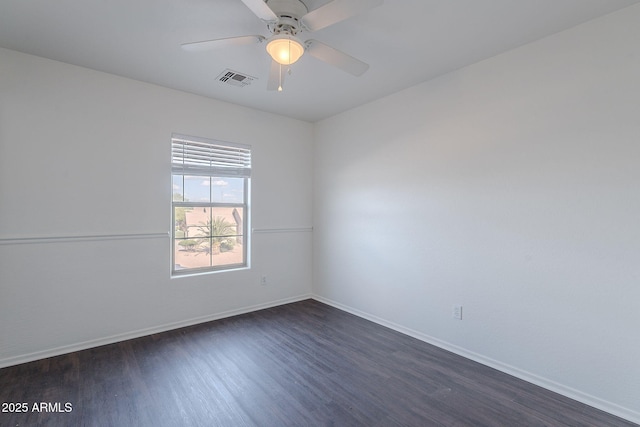 30944 N Bramwell Ave, San Tan Valley, AZ 85143 - spare room featuring baseboards, a ceiling fan, and dark wood-type flooring